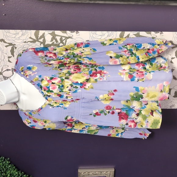 Valerie Stevens Floral Puff Sleeve Peasant Top - Picture 3 of 7